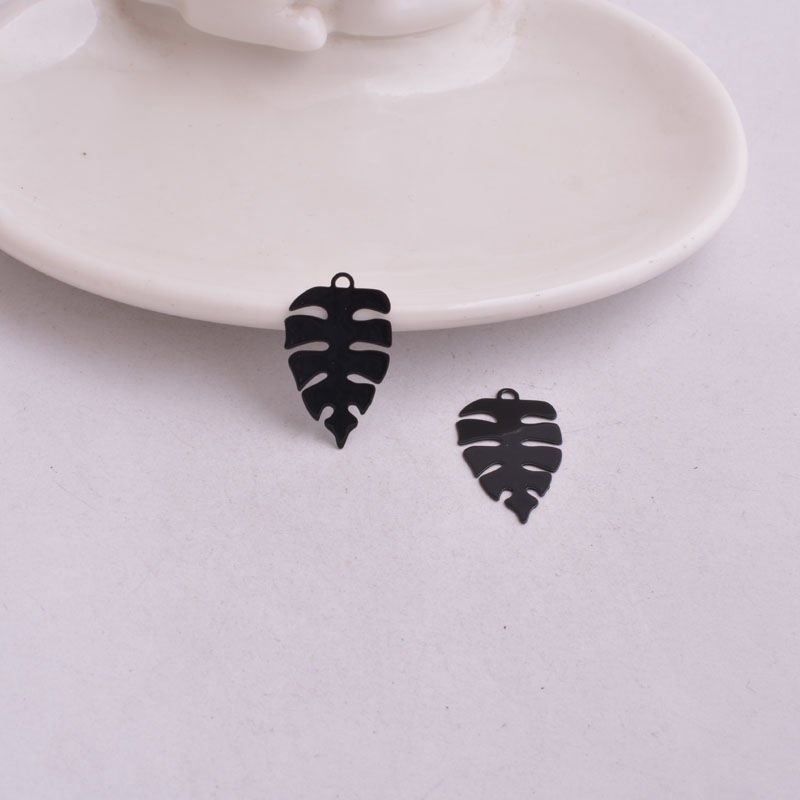 Miniatura: 4 estampes feuilles palmier - 21  x 18 mm - laiton peint - 11 coloris