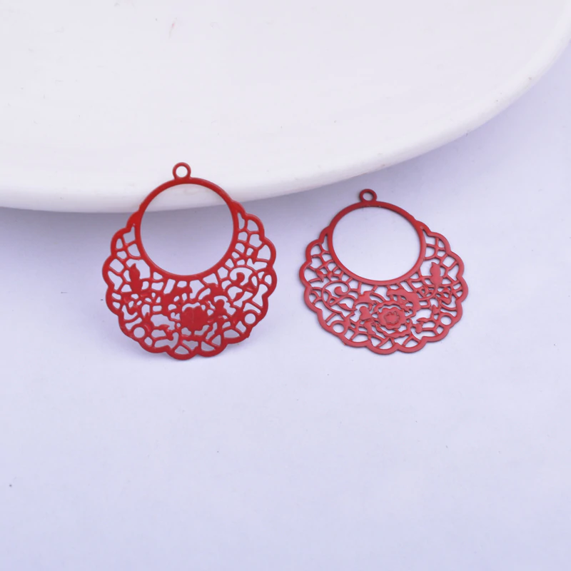 Thumbnail: 4 round filigree prints - 23 x 20 mm - brass - 10 colors to choose from