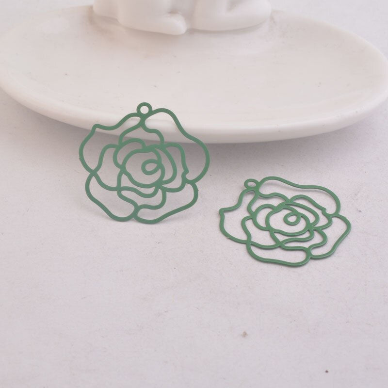 Miniatura: 2 estampes grande rose  - 32 x 31 mm - 10 coloris - laiton