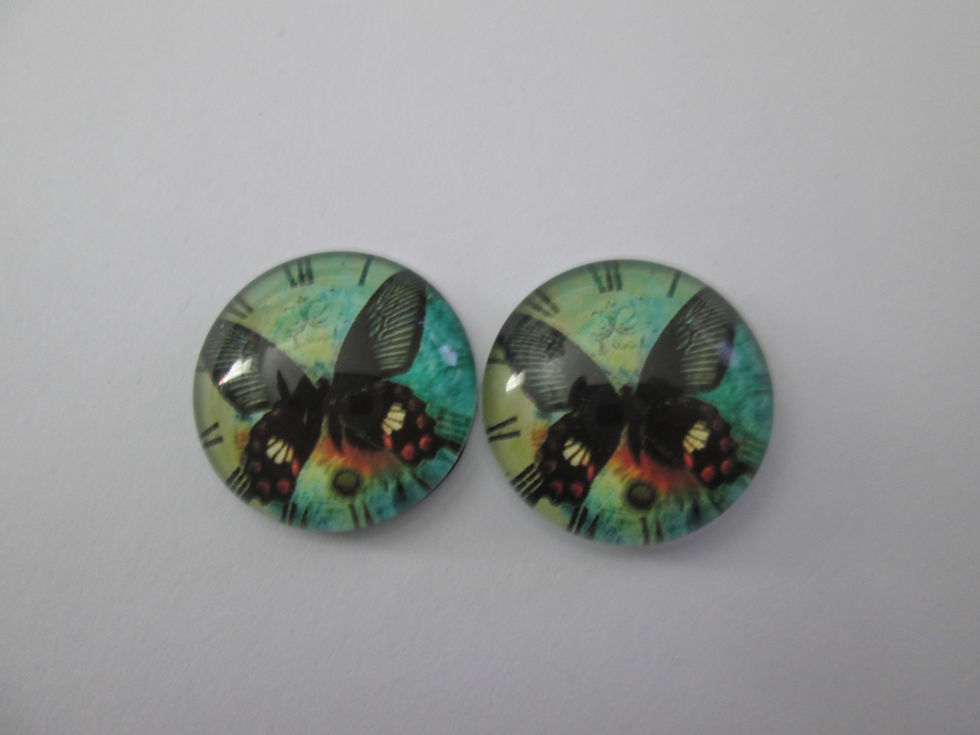 Thumbnail: 20 mm - 2 cabochons verre motif papillon - 10 modèles