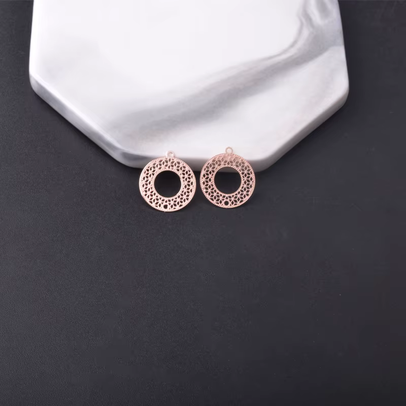 Miniature : 4 estampes connecteur rond - 17 x 15 mm - 9 coloris - laiton