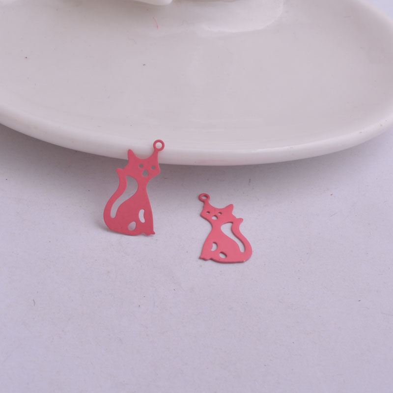 Thumbnail: 2 cat prints - 20 x 11 mm - brass - 10 colors to choose from