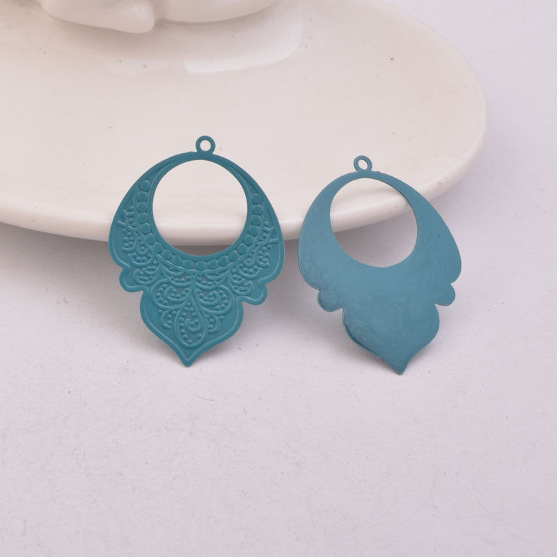 Miniature : 2 estampes gouttes bohème - 36 x 27mm - laiton - 8 coloris