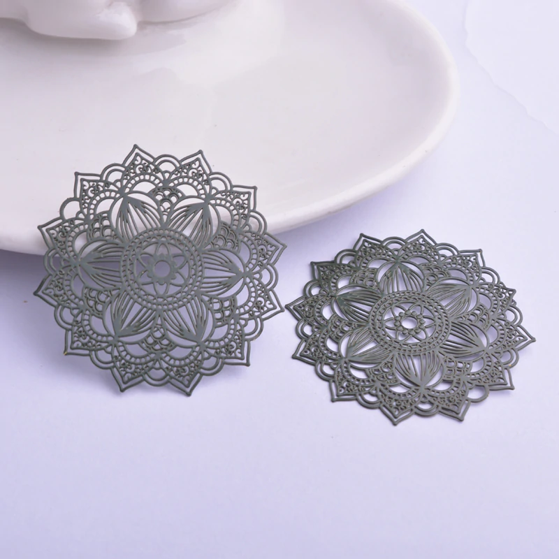 Miniatura: 2 estampes rondes mandala - 41 mm - laiton - 10 coloris