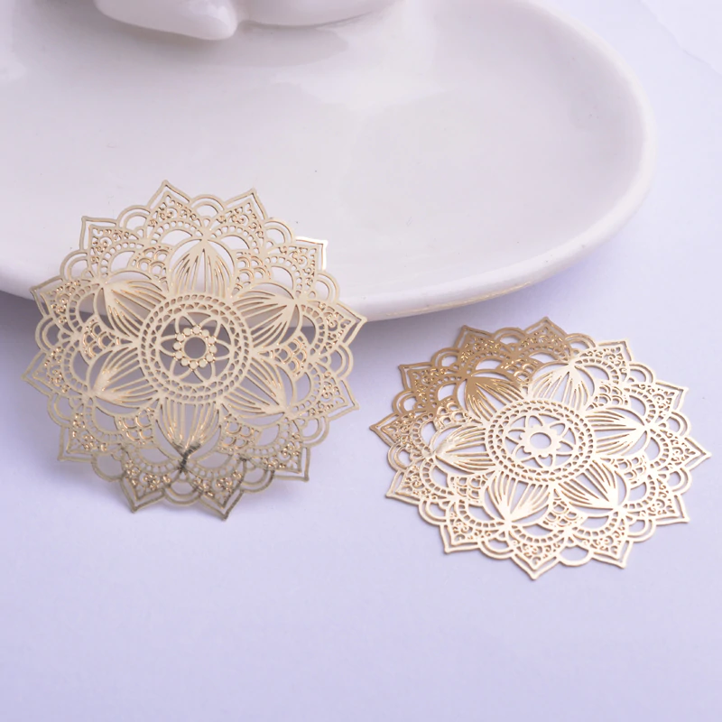 Thumbnail: 2 round mandala prints - 41 mm - brass - 10 colors