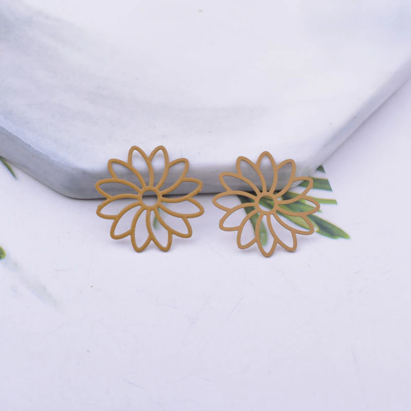 Miniature : 4 estampes fleurs - 18 mm - laiton - 10 coloris