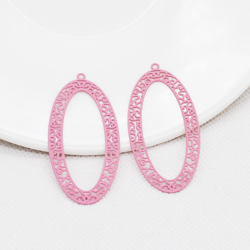 Miniature : 2 estampes ovales  filigrane  - 50 x 24 mm - 12 coloris - laiton