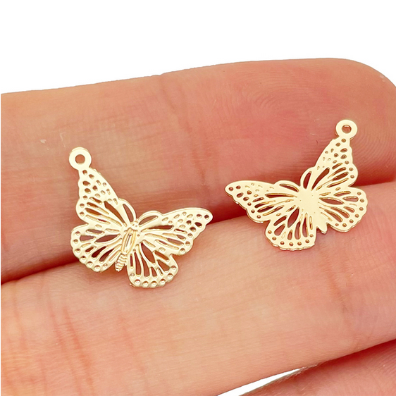 Miniature : 4 estampes papillons - 15 x 10 mm - acier inoxydable coloré  - 16 coloris