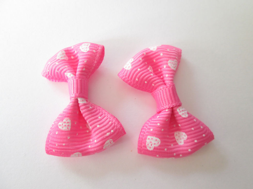 Thumbnail: 2 heart motif knots - 37 x 25 mm - cotton and polyester - 11 colors