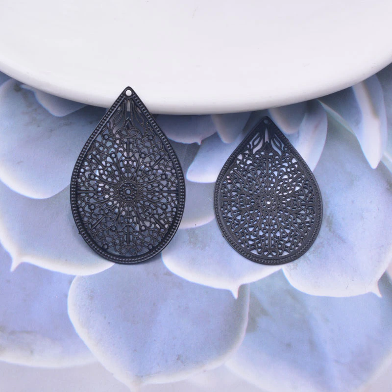 Miniature : 2 estampes gouttes - 35 x 23 mm - 10 coloris - laiton