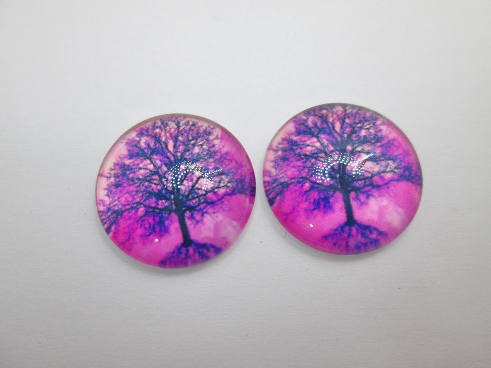 Thumbnail: 20 mm - 2 round tree of life cabochons - printed glass - 12 models