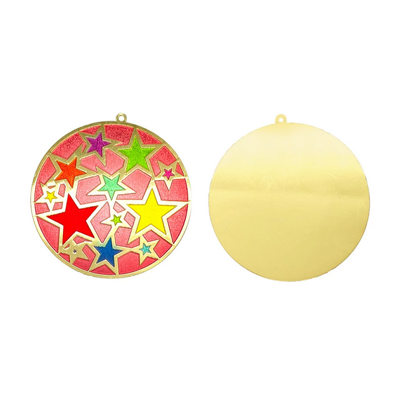 Miniaturbild: 2 estampes rondes à étoiles - 43 x 40 mm - laiton émaillé - 4 coloris au choix