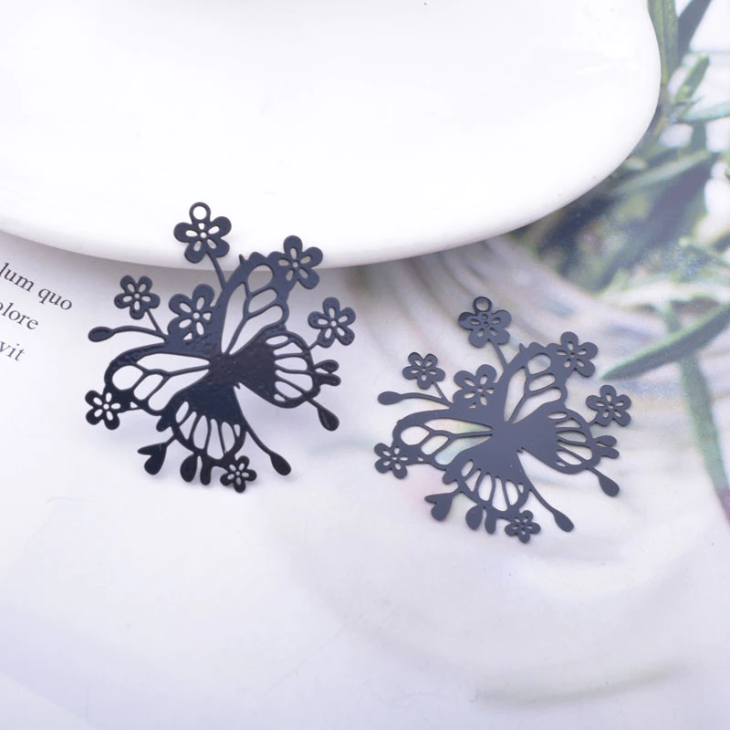 Miniature : 2 estampes papillons - 35 x 31 mm - 10 coloris - laiton