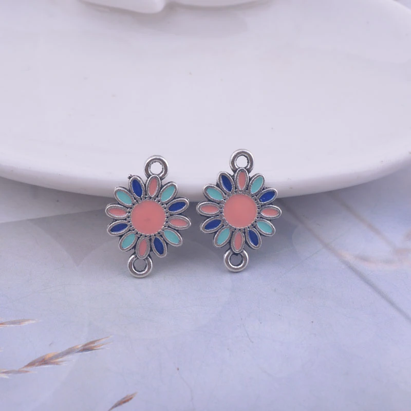 Miniature : 2 connecteurs émaillés -  metal - 20 x 14 mm