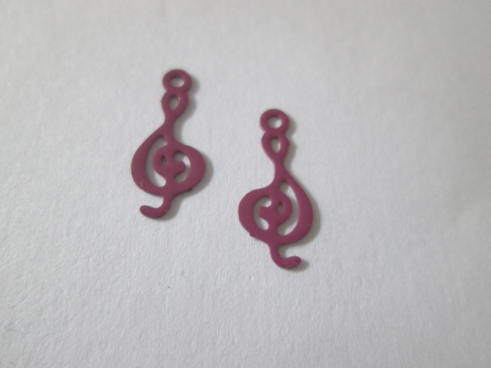 Thumbnail: 10 treble clef prints - 14 x 6 mm - brass - 5 colors to choose from