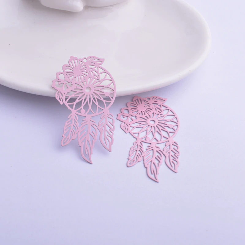 Miniatura: 2 estampes attrapes rêves - 45 x 25 mm - laiton peint - 13 coloris