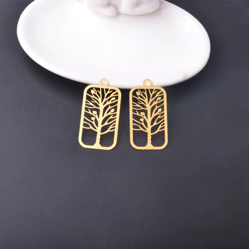 Miniaturbild: 2 estampes arbre de vie - 38 x 20 mm - 10 coloris - laiton