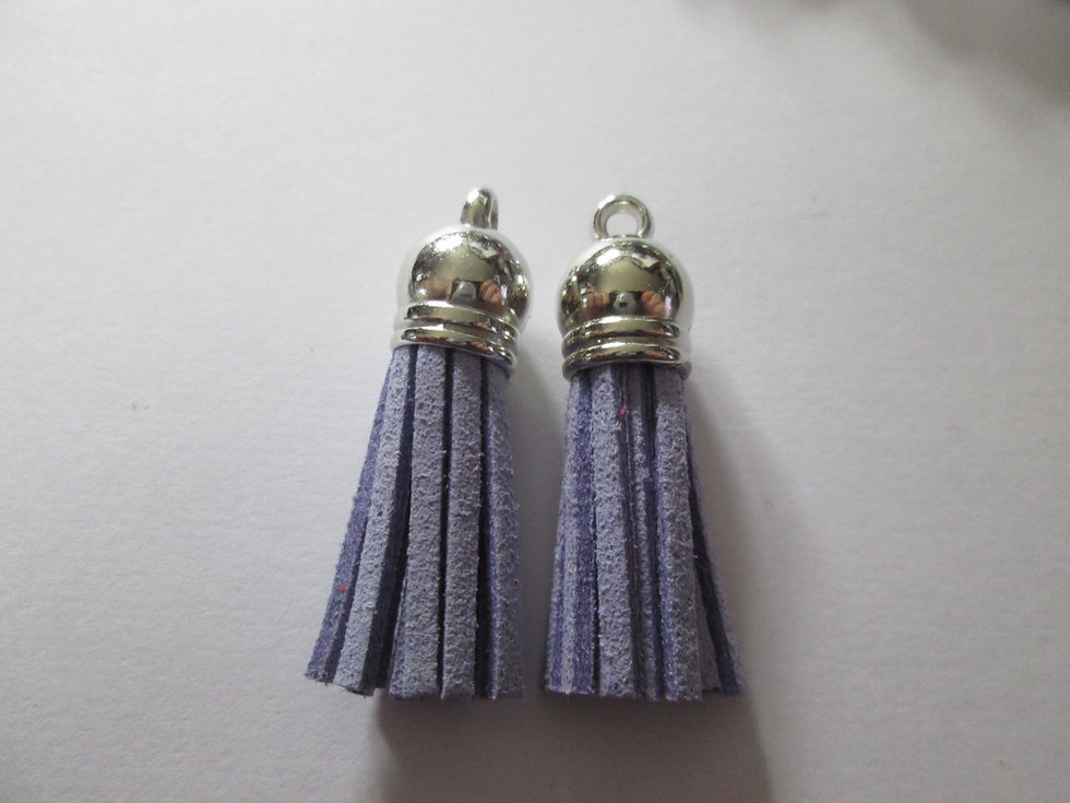 Miniatura: 38 mm - 2 pompons - gland - tassel à franges en suédine