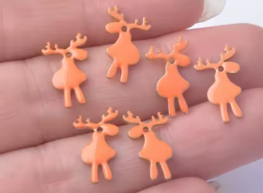 Miniatura: 2 sequins émaillés rennes de noël - 14 x 9 mm - breloques émaillées -  8 coloris
