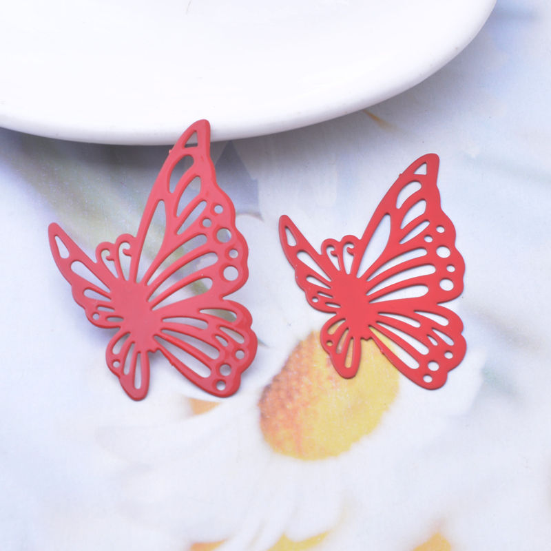 Miniature : 2 estampes papillons - 43 x 30 mm - laiton - 10 coloris