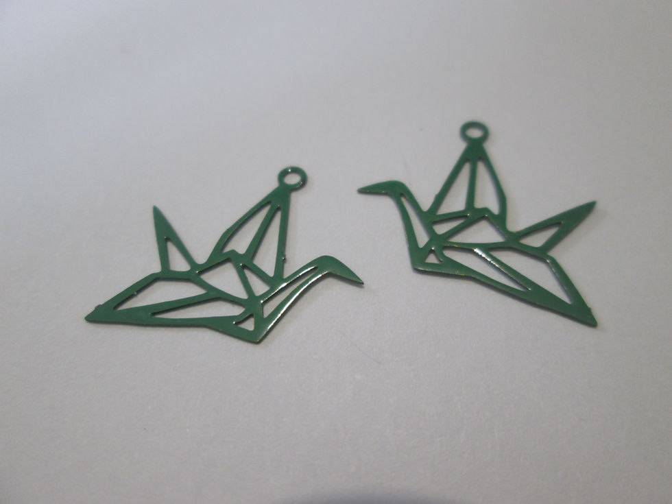 Miniature : 4 estampes grue - 20 x 17 mm - laiton peint - 12 coloris