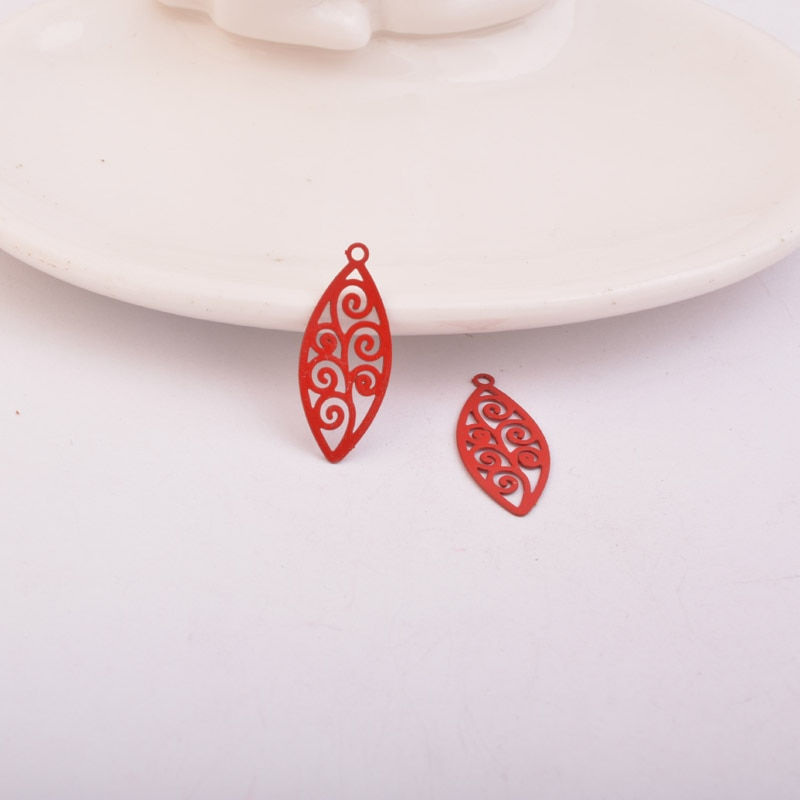 Miniatura: 4 estampes ovales - navettes - 24 x 10 mm - laiton peint - 11 coloris au choix