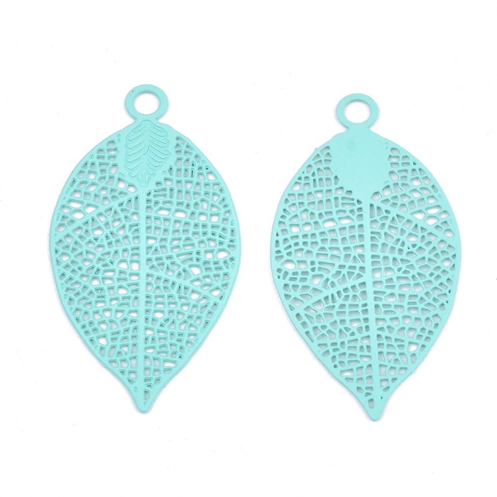 Thumbnail: 2 estampes feuilles - 38 x 19 mm - 5 coloris - laiton