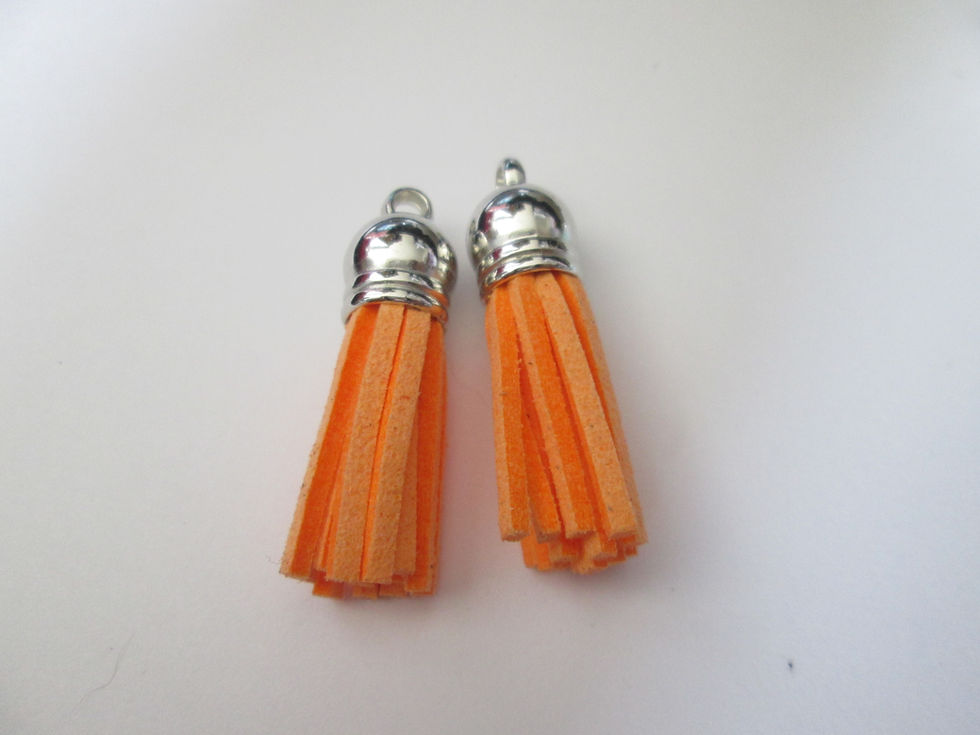 Miniatura: 38 mm - 2 pompons - gland - tassel à franges en suédine