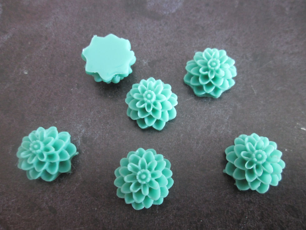 Miniaturbild: 2 cabochons fleur dahlia - 15 mm - en résine -  15 coloris