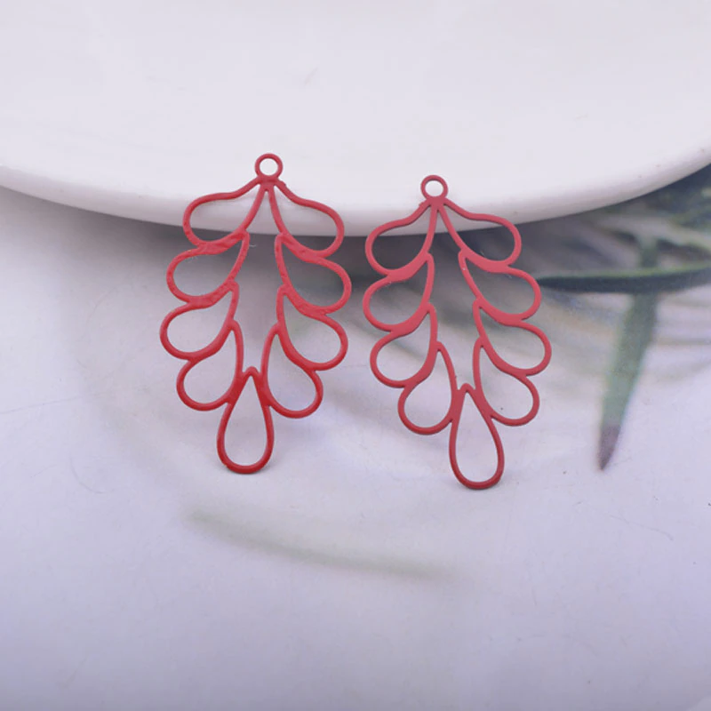 Miniatura: 2 estampes feuilles - 32 x 18 mm - laiton -  10 coloris