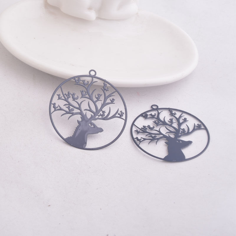 Miniatura: 2 estampes cerf - 41 x 38 mm - laiton - 10 coloris au choix