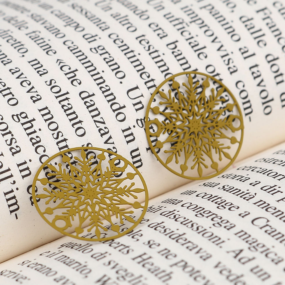 Thumbnail: 4 round prints - snowflake pattern - 20 mm - brass - 6 colors
