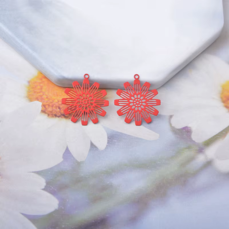 Miniatura: 2 estampes fleurs filigranes - 19 x 17 mm - 10 coloris - laiton
