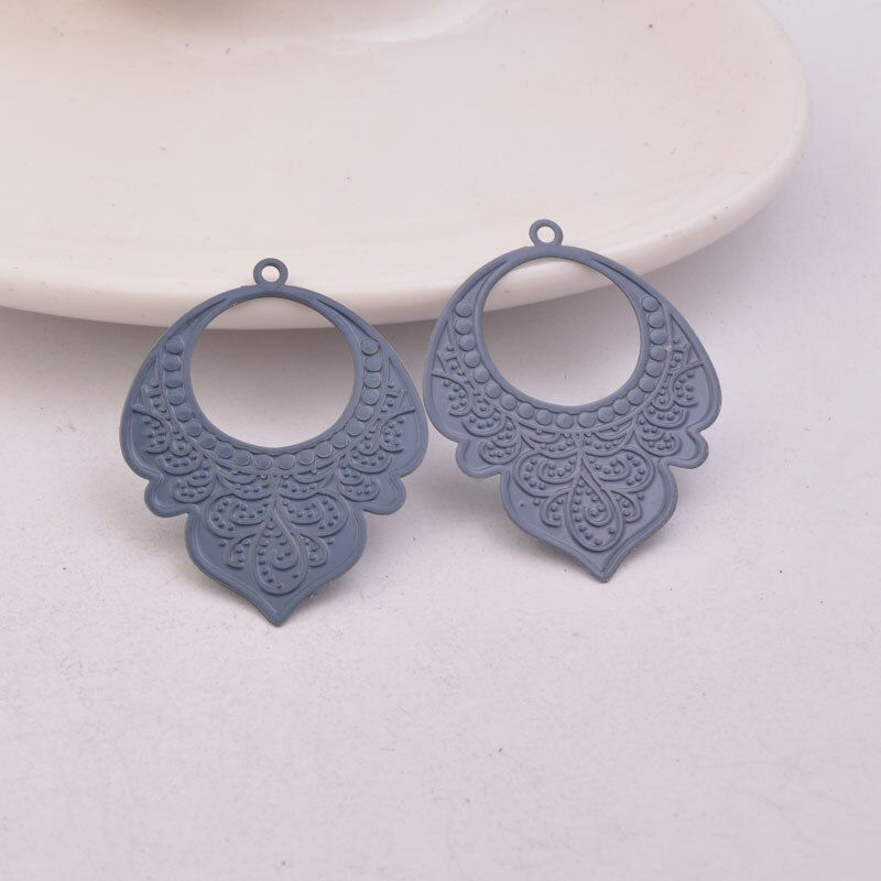 Miniature : 2 estampes gouttes bohème - 36 x 27mm - laiton - 8 coloris