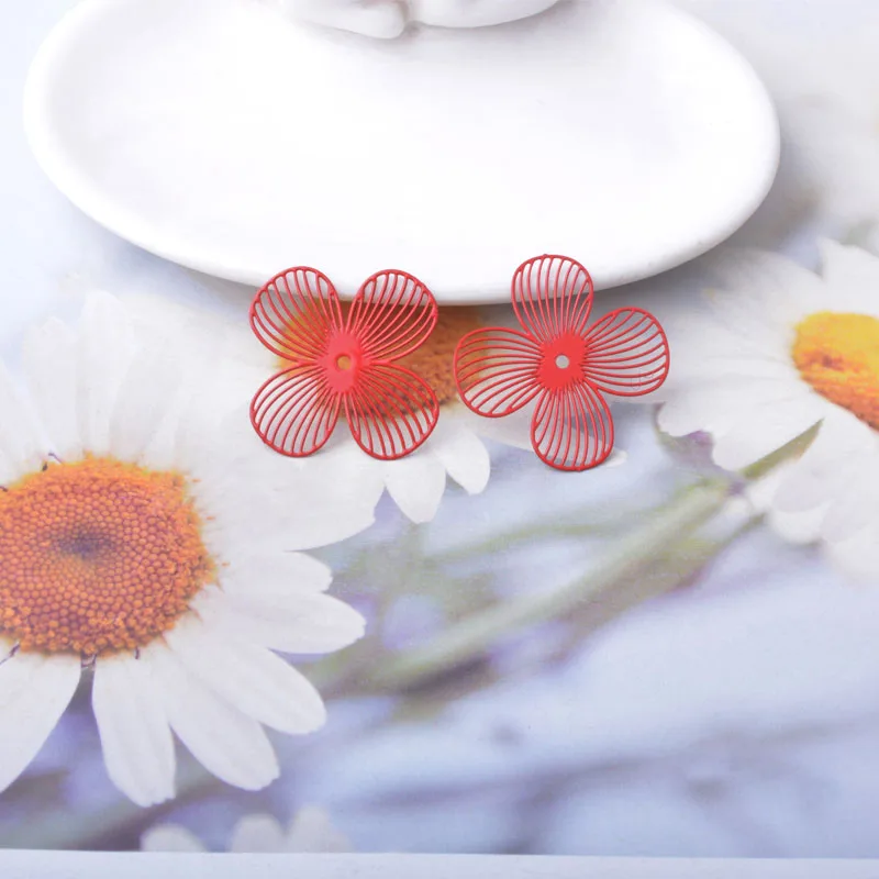Miniatura: 2 estampes fleurs - 30 x 30 mm - 10 coloris - laiton