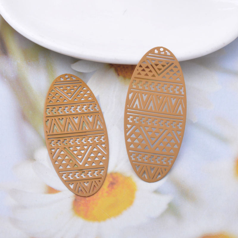 Miniatura: 2 estampes ovales ajourés - 55 x 25 mm - 10 coloris - laiton