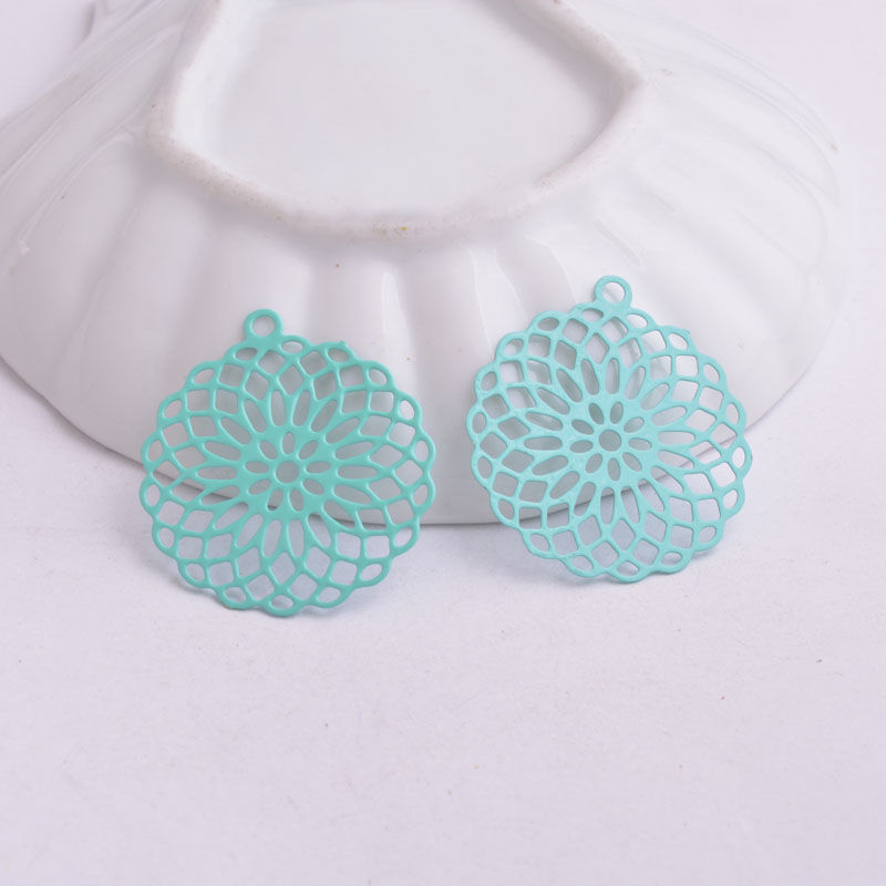 Miniature : 2 estampes rosace - 30 x 28 mm  -  laiton -  17 coloris