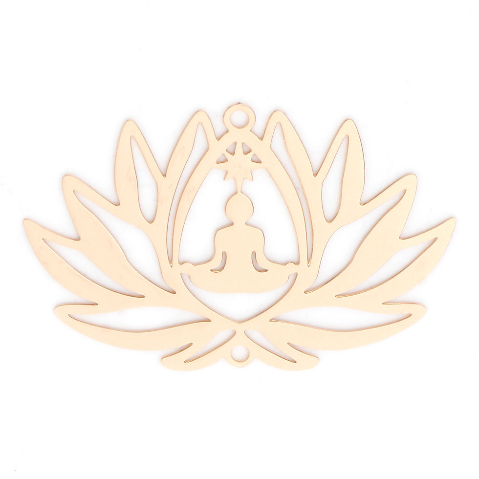 Miniatura: 2 estampes fleur de lotus - 38 x 25 mm - 11 coloris - laiton