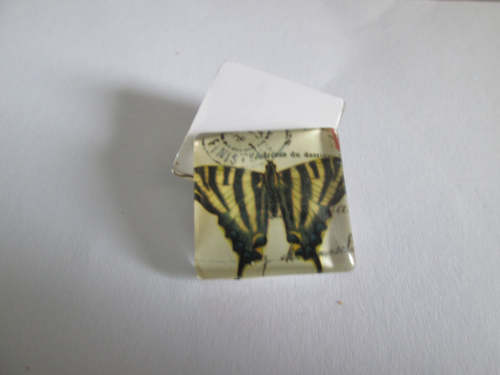 Miniatura: 25 mm - cabochon verre carré papillon - 10 modèles