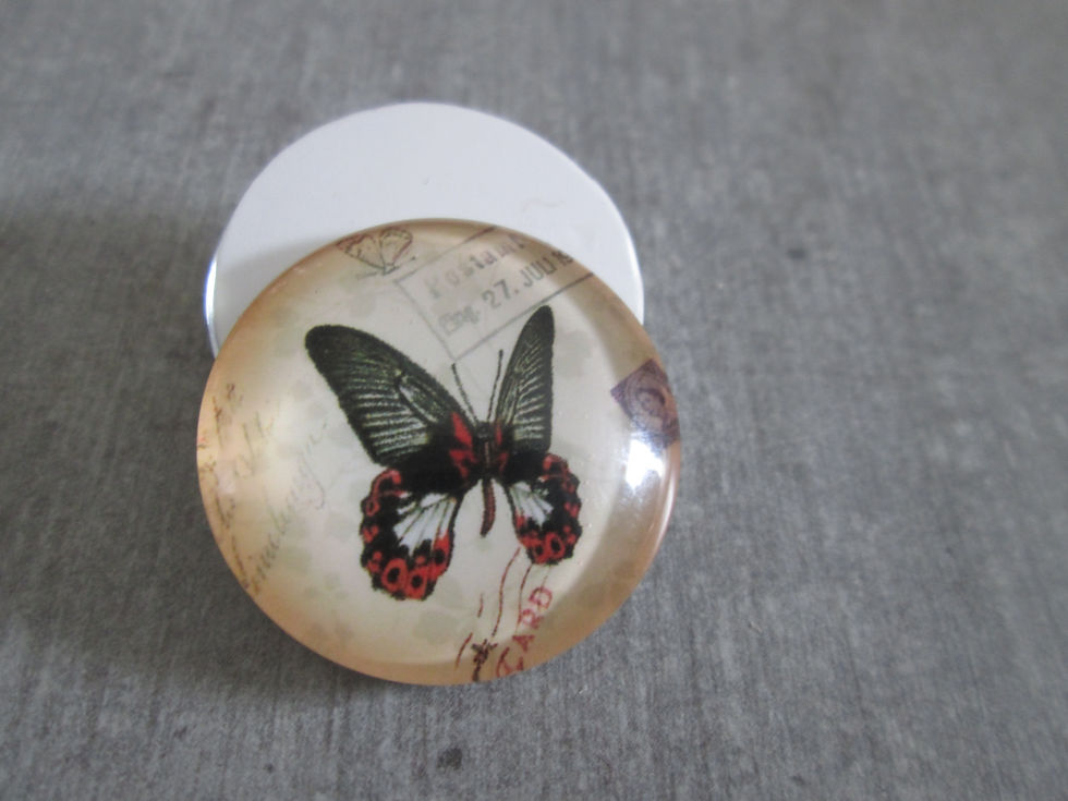 Miniatura: 25 mm - cabochon verre rond papillon - 11 modèles