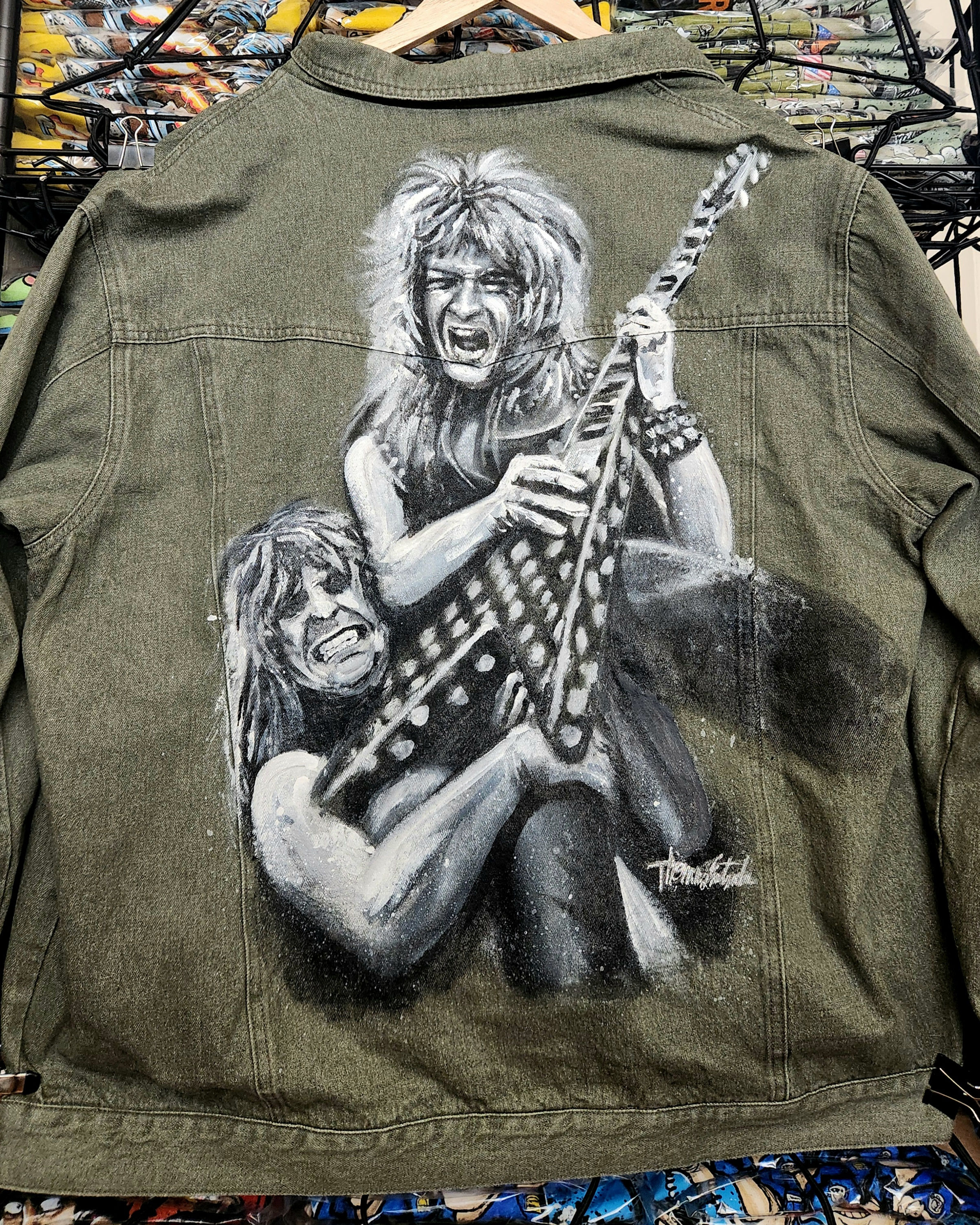 Hand Painted Ozzy&Randy XL Denim Jacket 