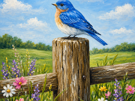Bluebird on a Fence Post