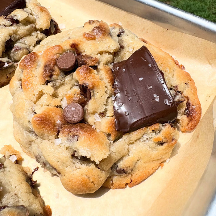 Jumbo chocolate chunk cookie with flaky salt by Made By Bernadine