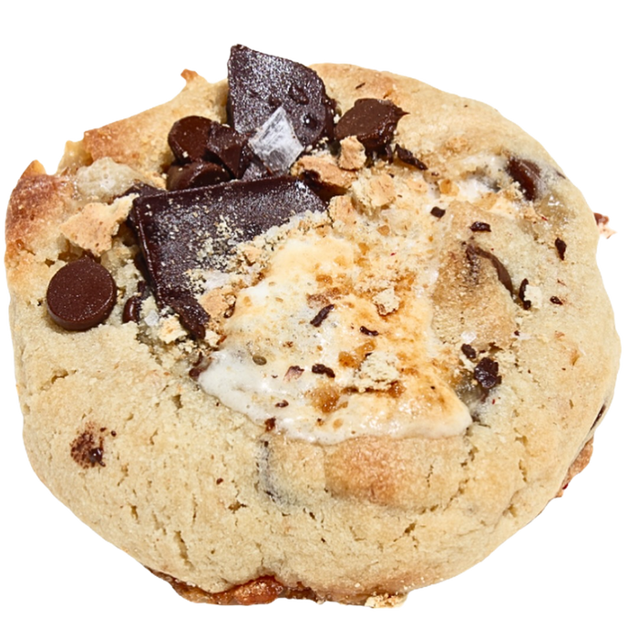 Jumbo s'mores cookie with toasted marshmallow and chocolate