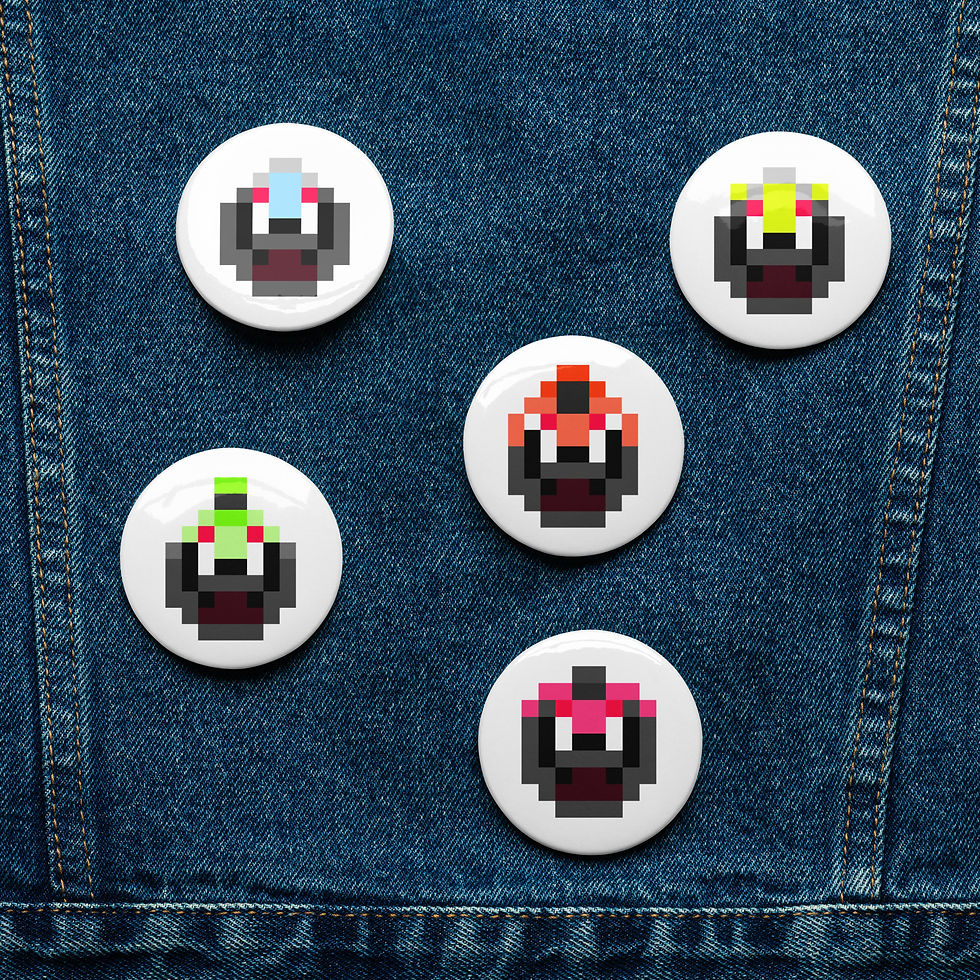 Thumbnail: Set of Pin Buttons - Chomper Neon Enemy Icons