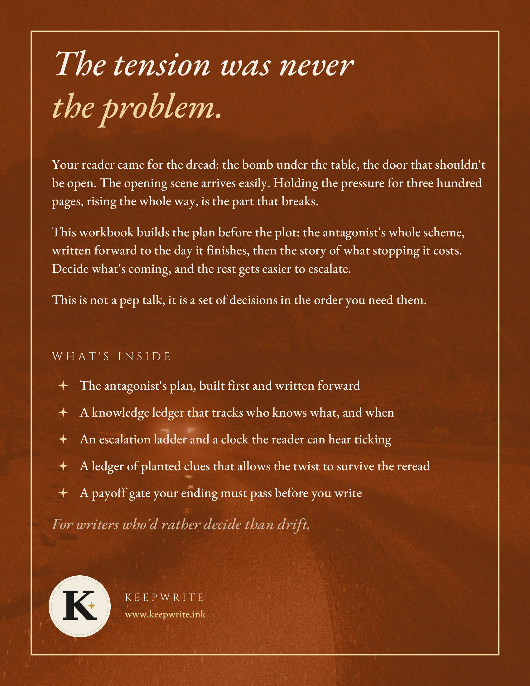 Decide What to Keep: The Thriller Novel Workbook
