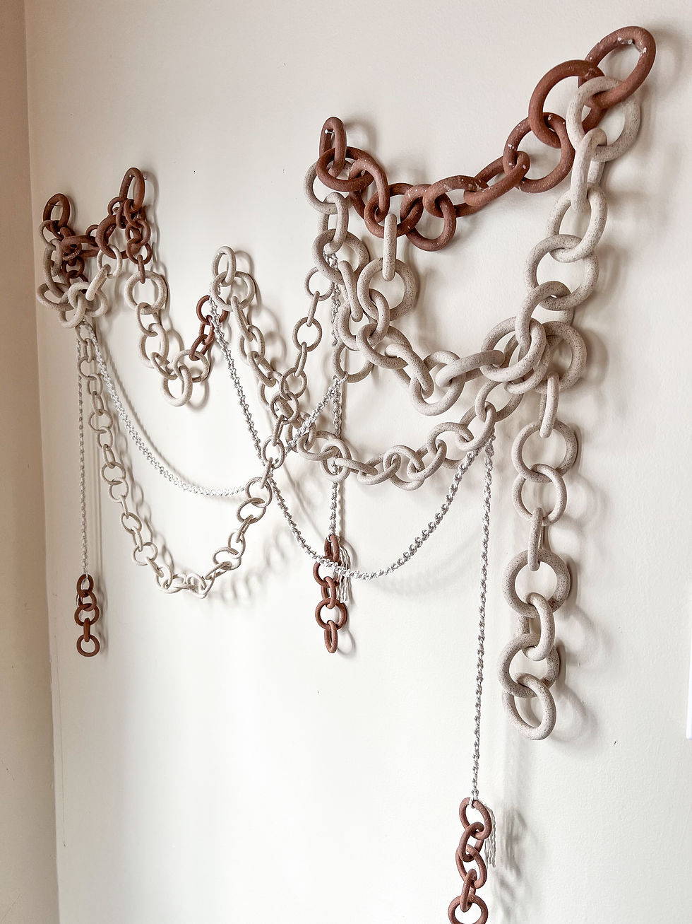 Thumbnail: "Jamila" Ceramic link chain wall sculpture