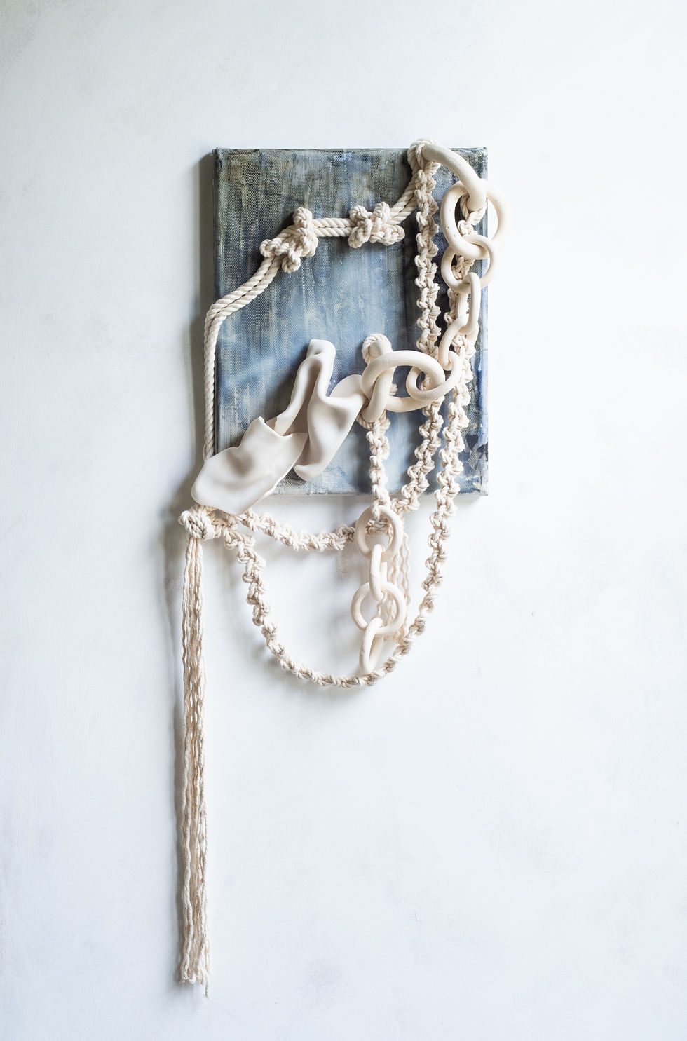 "Mouja" Macrame and ceramic wall art