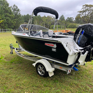 5m Stacer wrapped in 3M Matte Silver vinyl boat wrap