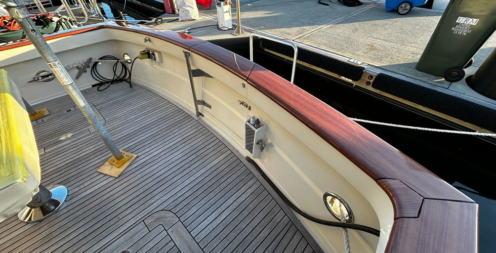 Fleming Yachts 55 capping rail vinyl wrap